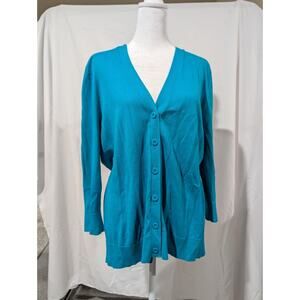 Gap Women's Size XL Blue Cardigan Button Sweater Shirt Top Easy Care Washable